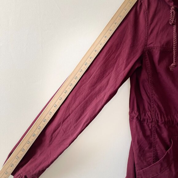 NWT Loft Outlet Womens Deep Maroon Red Hooded Utility Anorak Jacket Size Medium - Picture 7 of 7